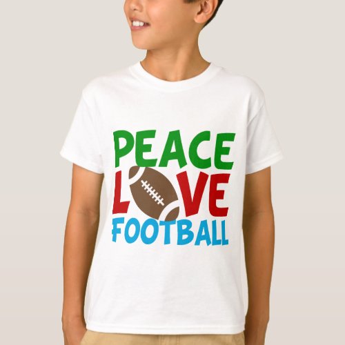 Peace Love Football Christmas Kids T_Shirt