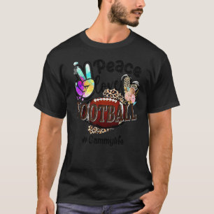 Peace Love Football Gammy Life Mom Grandma Leopard T-Shirt