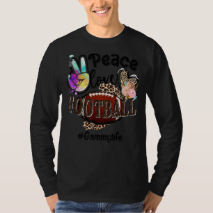 Peace Love Football Gammy Life Mom Grandma Leopard T-Shirt