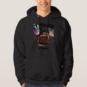 Peace Love Football Mum Life Mom Grandma Leopard Hoodie
