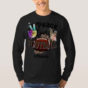 Peace Love Football Mum Life Mom Grandma Leopard T-Shirt