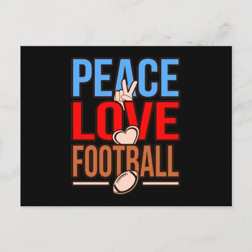 Peace Love Football Player Coach Game Day Lover Announcement Postcard