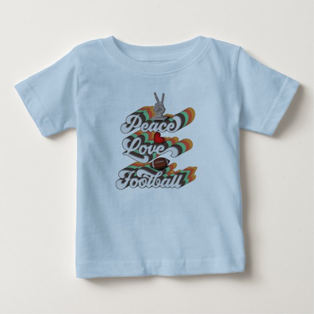 Peace Love Football, Retro Football Sublimation Baby T-Shirt (Front)