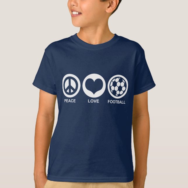 Peace Love Football (soccer) T-Shirt (Front)