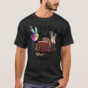 Peace Love Football Yaya Life Mom Grandma Leopard T-Shirt