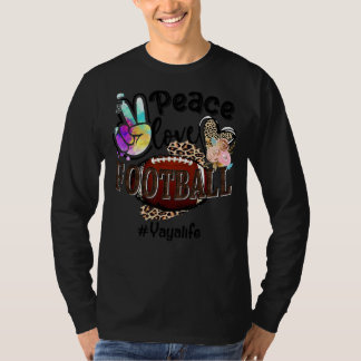 Peace Love Football Yaya Life Mom Grandma Leopard  T-Shirt