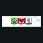 Peace Love Forensics Bumper Sticker<br><div class="desc">If you find forensic science fascinating,  this is the perfect design. It features a peace sign,  heart,  and fingerprint.</div>