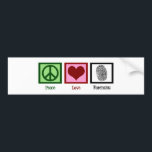 Peace Love Forensics Bumper Sticker<br><div class="desc">If you find forensic science fascinating,  this is the perfect design. It features a peace sign,  heart,  and fingerprint.</div>
