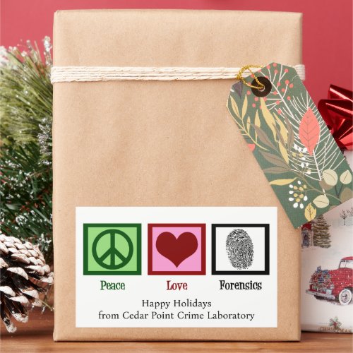 Peace Love Forensics Custom Christmas Rectangular Sticker