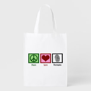Peace Love Forensics Fingerprint Forensic Lab Grocery Bag