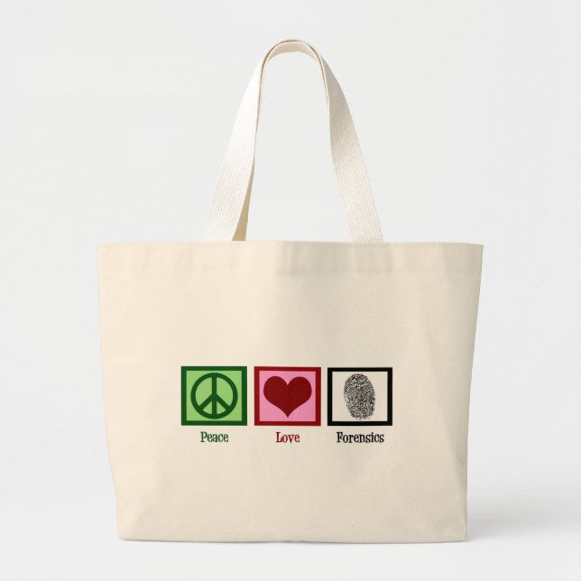 Peace Love Forensics Large Tote Bag (Front)