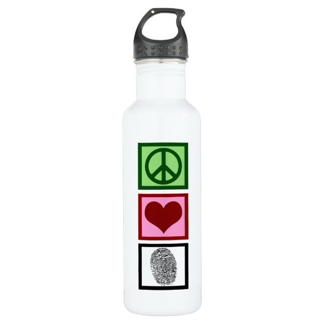 Peace Love Forensics Stainless Steel Water Bottle (Front)