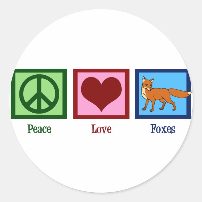 Peace Love Foxes Classic Round Sticker (Front)