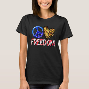 Peace Love Freedom American Independence Day Flag T-Shirt