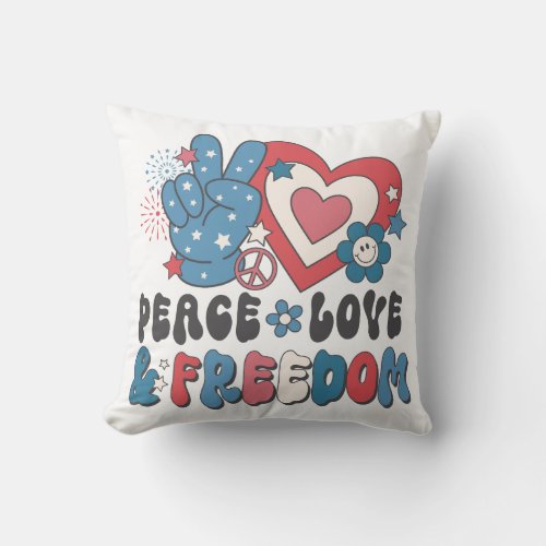 Peace Love  Freedom Throw Pillow