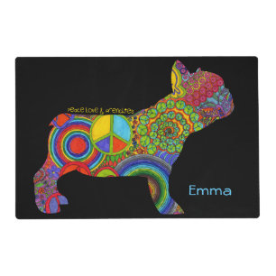 "Peace Love & Frenchies" Pop Art Pet Placemat