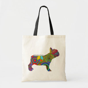 "Peace Love & Frenchies" Pop Art Tote Bag
