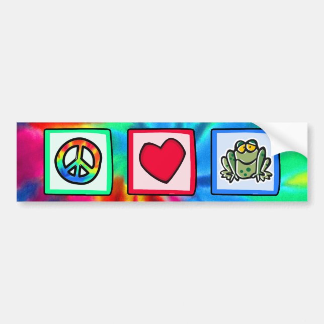 Peace, Love, Frogs Bumper Sticker (Front)