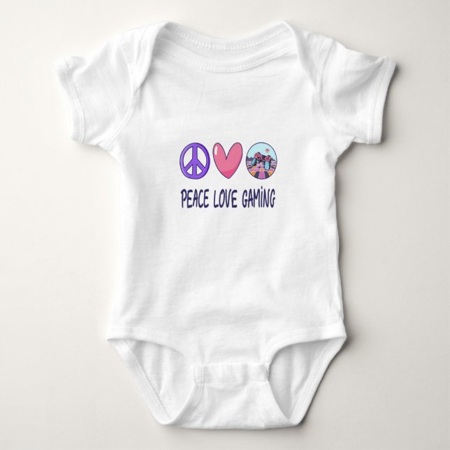 Peace Love Gaming Baby Bodysuit (Front)