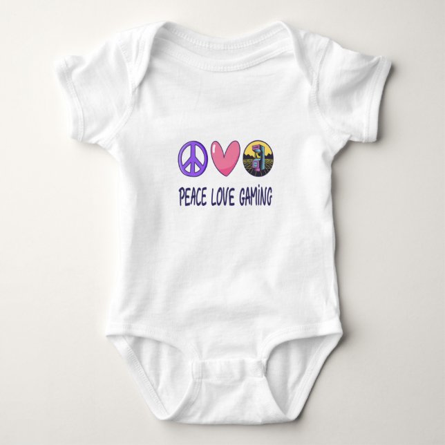 Peace Love Gaming Baby Bodysuit (Front)