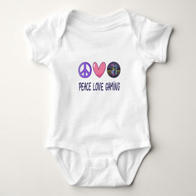 Peace Love Gaming Baby Bodysuit (Front)