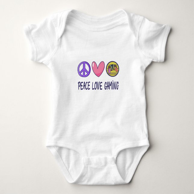 Peace Love Gaming Baby Bodysuit (Front)