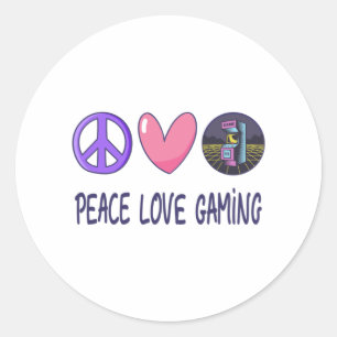 Peace Love Gaming Classic Round Sticker