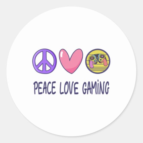 Peace Love Gaming Classic Round Sticker