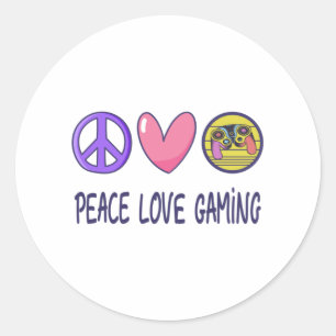 Peace Love Gaming Classic Round Sticker