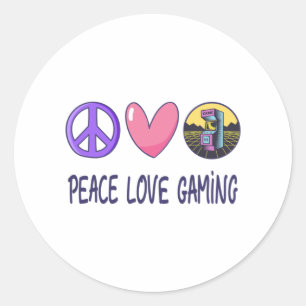 Peace Love Gaming Classic Round Sticker