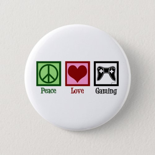 Peace Love Gaming Cute Video Game Player Button