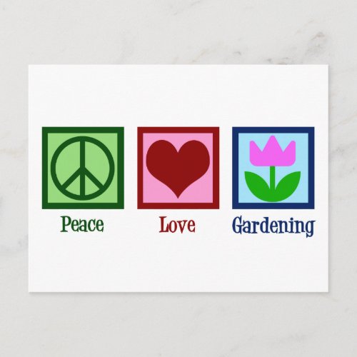 Peace Love Gardening Cute Gardener Tulip Flower Postcard