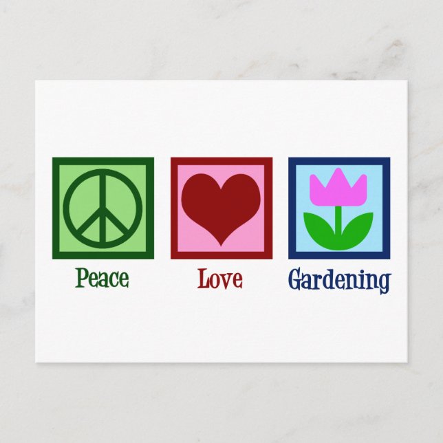 Peace Love Gardening Cute Gardener Tulip Flower Postcard (Front)