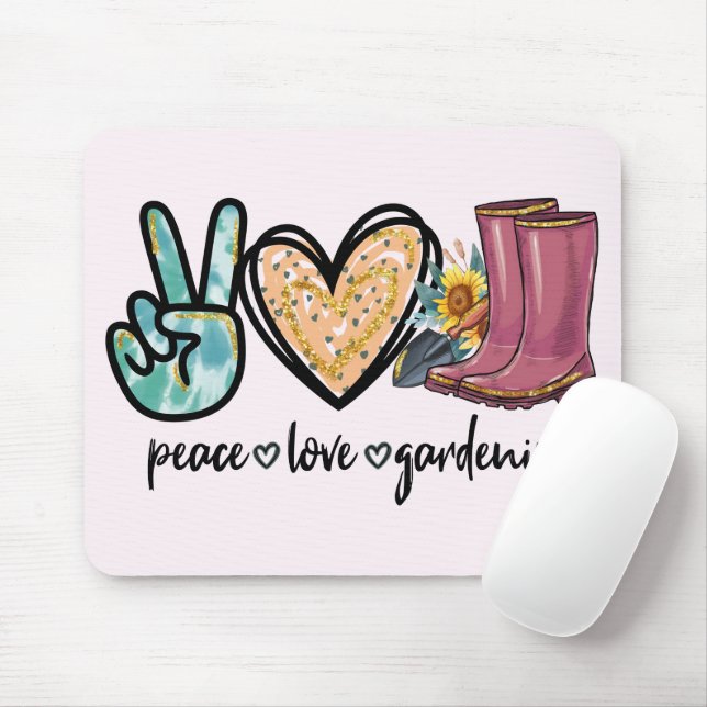 Peace - Love - Gardening Mouse Pad (With Mouse)