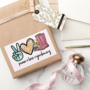 Peace Love Gardening Rectangular Sticker