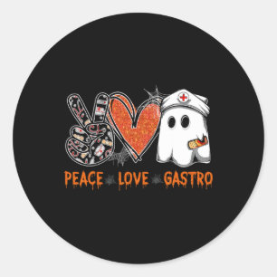 Peace Love Gastro Ghost Nurse Gastroenterology Hal Classic Round Sticker