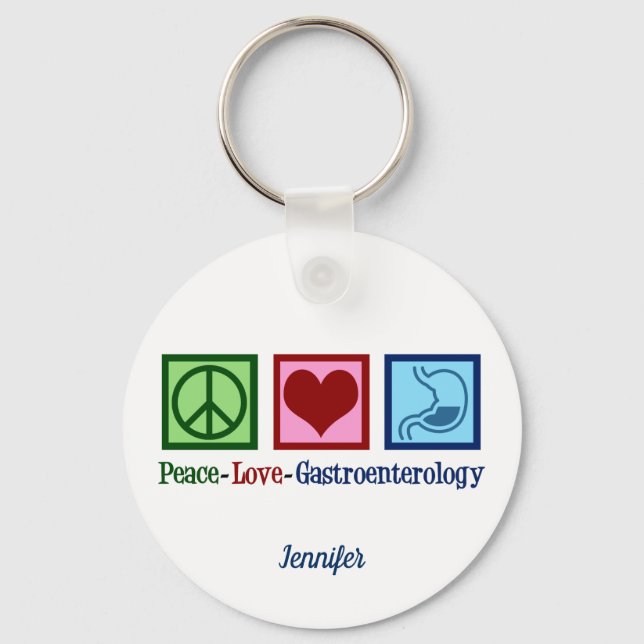 Peace Love Gastroenterology Keychain (Front)