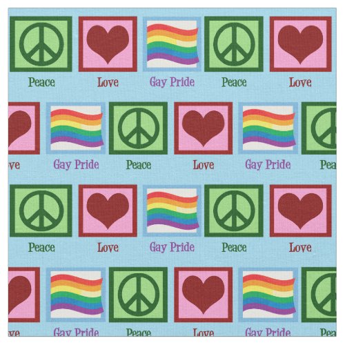Peace Love Gay Pride Fabric