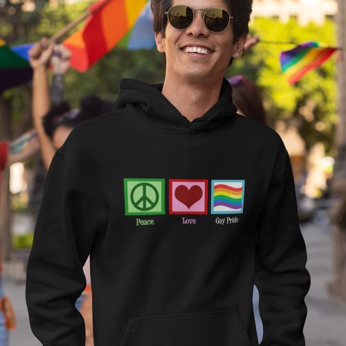 Peace Love Gay Pride Parade Rainbow Flag Hoodie