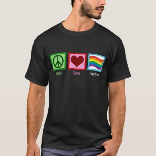 Peace Love Gay Pride Parade Rainbow Flag T_Shirt