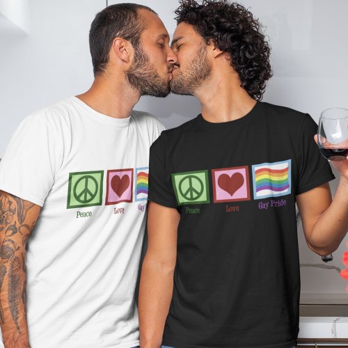 Peace Love Gay Pride T_Shirt