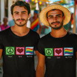Peace Love Gay Pride Waving Rainbow Flag T-Shirt<br><div class="desc">Support gay rights with this peace sign,  heart,  and rainbow. A cute LGBTQ tee with a beautiful waving rainbow flag next to a pretty peace sign and heart. Pretty and colorful.</div>