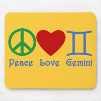 Peace Love Gemini Astrological Design Mouse Pad