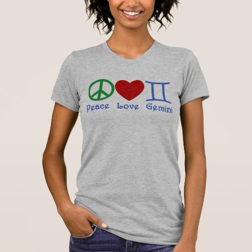 Peace Love Gemini Astrological Design T_Shirt