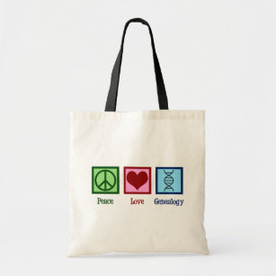 Peace Love Genealogy Cute Genealogist Tote Bag
