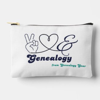 Peace, Love, & Genealogy - small pouch