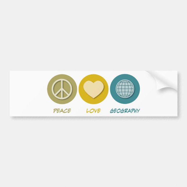 Peace Love Geography Bumper Sticker (Front)