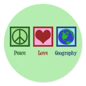 Peace Love Geography Teacher Classic Round Sticker