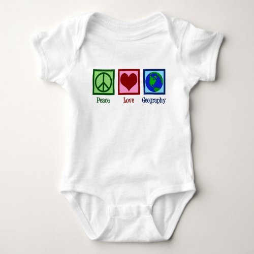 Peace Love Geography Teacher World Map Baby Bodysuit