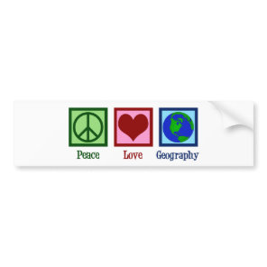 Peace Love Geography Teacher World Map Bumper Sticker